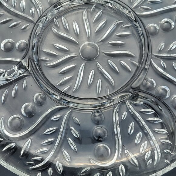 VTG FEDERAL GLASS DIVIDED SERVING PLATTER "FEATHER DOT" 2875 11.5" GUC SEE PICS - Picture 4 of 6